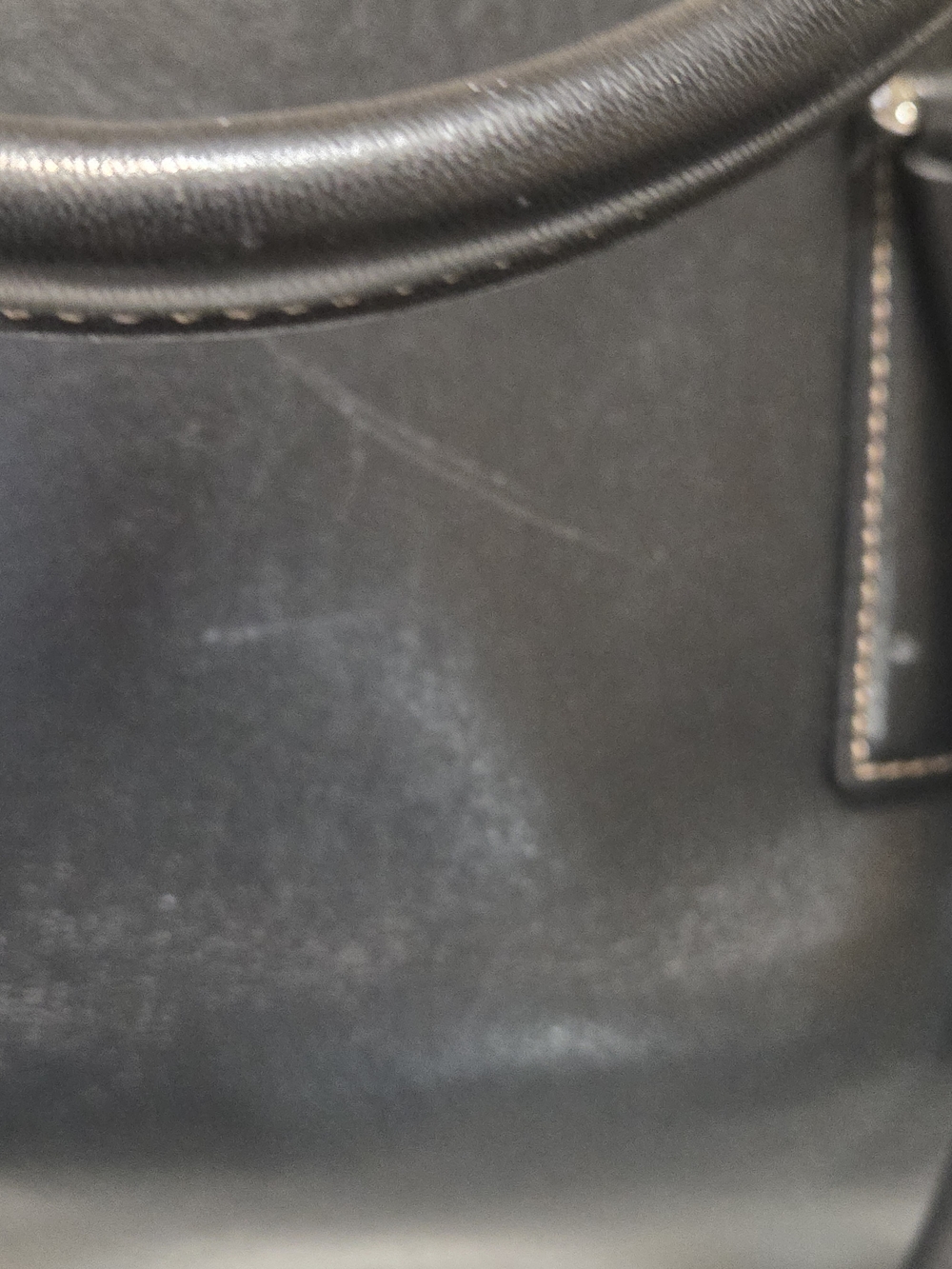 COACH Black Leather Tote with Polka Dot Scarf - Picture 7 of 11